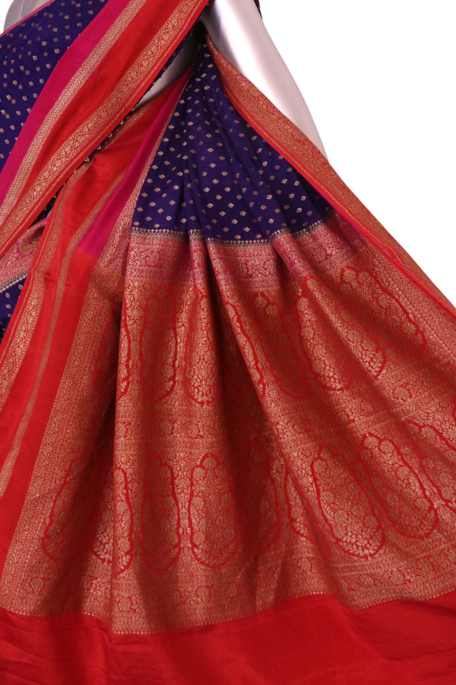 Pure Handloom Zari Butta Banarasi Crepe Silk Saree AL212238